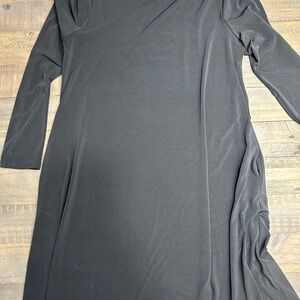 J. Crew Black Midi Swing Dress with Long Sleeves